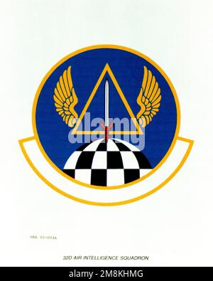 Approuvé Insigne pour le 32nd Escadron du renseignement aérien. Date exacte prise de vue inconnue. Base: Maxwell Air Force base État: Alabama (AL) pays: Etats-Unis d'Amérique (USA) Banque D'Images