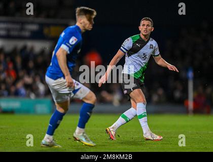 Plymouth Argyle milieu de terrain Jordan Houghton (4) pendant le match Sky Bet League 1 Ipswich Town vs Plymouth Argyle à Portman Road, Ipswich, Royaume-Uni, 14th janvier 2023 (photo de Stanley Kasala/News Images) Banque D'Images