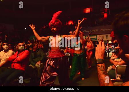 Leon, Mexique. 13 janvier 2023. Prince Ali entrée principale à Disney Myst soyez notre première au spectacle des invités sur Feria de Leon 2023. Crédits: Juan Jose Valdez / JVMODEL crédit: JVMODEL / Alamy Live News Banque D'Images