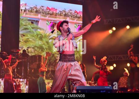 Leon, Mexique. 13 janvier 2023. Acteur Rodrigo Urquidi comme Aladdin à Disney Myst soyez notre première invité spectacle sur Feria de Leon 2023. Crédits: Juan Jose Valdez / JVMODEL crédit: JVMODEL / Alamy Live News Banque D'Images