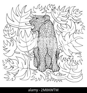 Page de coloriage avec léopard Illustration de Vecteur