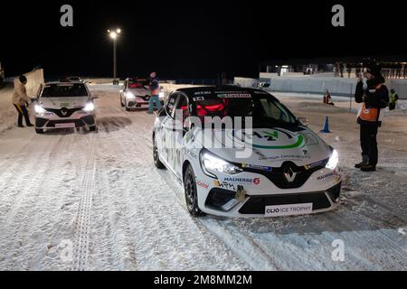 14A DAVID BOUET (FR) WRM PAR CHANOINE M. / SRD RACING, ACTION 14B LUCAS DARMEZIN (FR) WRM PAR CHANOINE M. / SRD RACING, ACTION 17A JEREMY SARHY (FR) BRUNET COMPETITION, ACTION 17B JOAQUIN RODRIGO (ES) BRUNET COMPETITION, Action lors du 2023 Clio Ice Trophée 2023 - GSeries G1 sur le circuit Andorre - pas de la Casa, sur 14 janvier 2023 à Encamp, Andorre - photo Damien Doumergue / DPPI crédit: DPPI Media/Alay Live News Banque D'Images