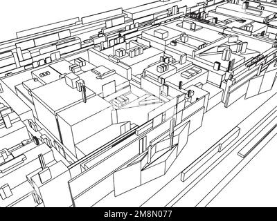 Résumé Urban City Buildings Cube Boxes Prism Vector Illustration de Vecteur