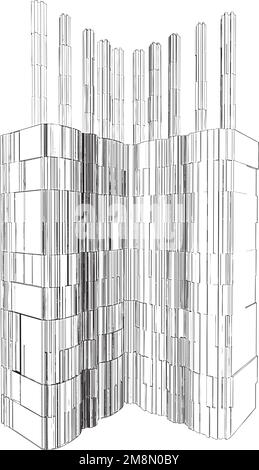 Résumé Urban City Buildings Cube Boxes Prism Vector Illustration de Vecteur