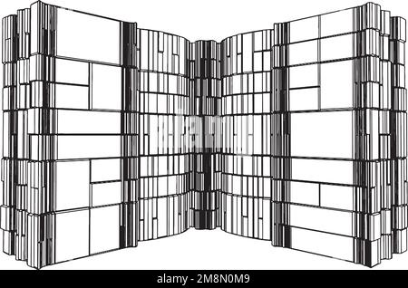 Résumé Urban City Buildings Cube Boxes Prism Vector Illustration de Vecteur