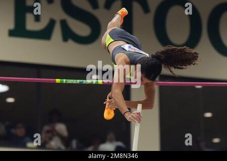 Gabi Leon se classe quatrième dans la compétition féminine élite avec 14-6 (4.41 m) lors du 30e Sommet national UCS Spirit Pole Vault, vendredi 13 janvier 2023, à Sparks, Nev. Banque D'Images