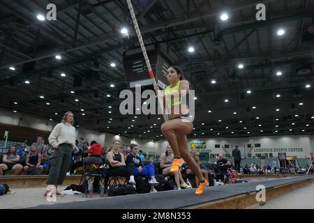 Gabi Leon se classe quatrième dans la compétition féminine élite avec 14-6 (4.41 m) lors du 30e Sommet national UCS Spirit Pole Vault, vendredi 13 janvier 2023, à Sparks, Nev. Banque D'Images