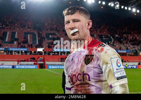 Limerick, Irlande. 15th janvier 2023. Fraser Dingwall de Northampton après la Heineken Champions Cup, Round 3, Pool B match entre Munster Rugby et Northampton Saints au parc Thomond de Limerick, Irlande sur 14 janvier 2023 (photo par Andrew SURMA/ Credit: SIPA USA/Alay Live News Banque D'Images