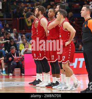 Milan, Italie, Italie. 13th janvier 2023. Italie, Milan, jan 13 2023: Ligne de départ d'Armani Milan pendant le match de basket-ball EA7 Emporio Armani Milan vs Zalgiris Kaunas, Euroligue 2022-2023 round19 (Credit image: © Fabrizio Bertani/Pacific Press via ZUMA Press Wire) USAGE ÉDITORIAL SEULEMENT! Non destiné À un usage commercial ! Banque D'Images