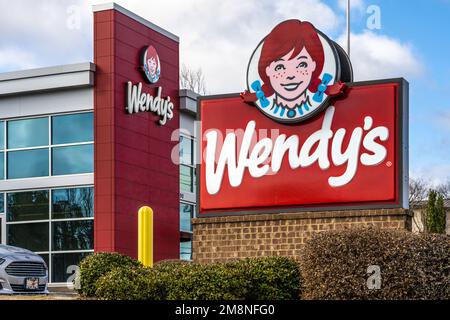 Wendy's fast food restaurant hamburger à Lawrenceville, Géorgie. (USA) Banque D'Images