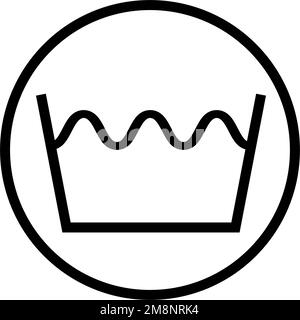 Symbole de lavage pour le lavage à l'intérieur d'un cercle rond. Vecteur modifiable. Illustration de Vecteur