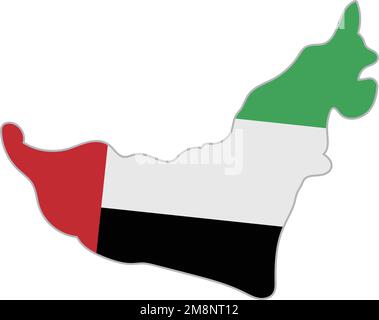 Carte des Émirats arabes Unis avec modèle de drapeau. Vecteur modifiable. Illustration de Vecteur