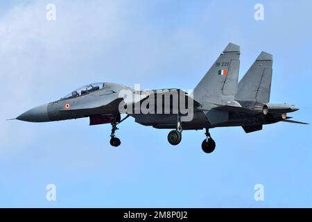 Préfecture d'Ibaraki, Japon - 10 janvier 2023 : chasseur multirôle de la Force aérienne indienne Sukhoi su-30MKI Funker-H. Banque D'Images