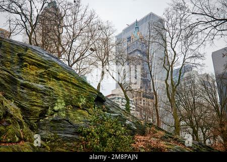 New York Manhattan Central Park rochers Banque D'Images