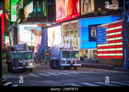 Collection de déchets New York Time Square Banque D'Images