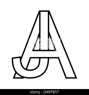 Logo signe aj ja icône, double lettres logotype a j Illustration de Vecteur