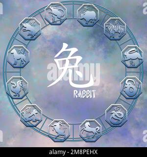 Année astrologique chinoise du concept de lapin Banque D'Images