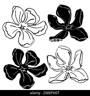 Tête de fleur de Magnolia, éléments dessinés à la main pour la création de carte de mariage et d'invitation Illustration de Vecteur