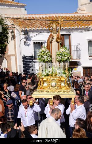 Festival de Saint Hilary de Poitiers au sommet de la montagne pueblo de Comares, Axarquia, Malaga, Andalousie, Espagne Banque D'Images