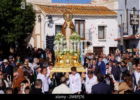 Festival de Saint Hilary de Poitiers au sommet de la montagne pueblo de Comares, Axarquia, Malaga, Andalousie, Espagne Banque D'Images