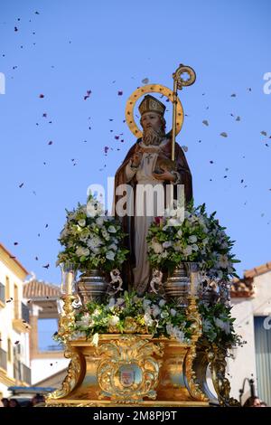 Festival de Saint Hilary de Poitiers au sommet de la montagne pueblo de Comares, Axarquia, Malaga, Andalousie, Espagne Banque D'Images