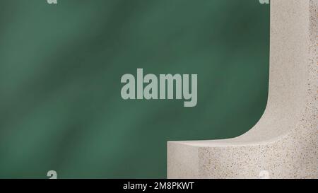 Un podium en 3D d'un élégant produit en marbre sur fond vert Banque D'Images