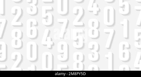 Motif blanc avec 3D chiffres blancs clair et ombre, lettres formant texture, fond d'écran Illustration de Vecteur