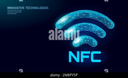 Logo NFC 3D faible poly. Système de paiement en ligne sans fil. Illustration du vecteur de financement de l'entreprise de vente au détail par contact Checkout Illustration de Vecteur