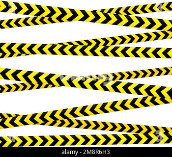 Jeu de ruban d'avertissement croisé. Bandes d'avertissement jaunes et noires. Constructions répétées, danger, danger selloformes. Zones de restriction et d'interdiction Illustration de Vecteur