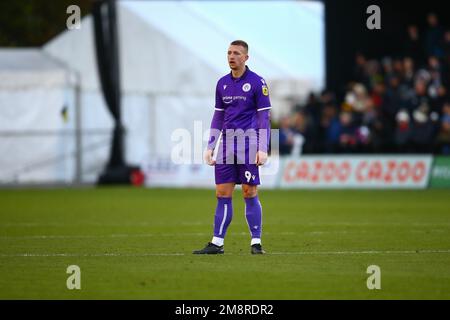 Stade Envirovent, Harrogate, Angleterre - 14th janvier 2023 Luke Norris (9) de Stevenage - pendant le jeu Harrogate Town v Stevenage, EFL League 2, 2022/23, au stade Envirovent, Harrogate, Angleterre - 14th janvier 2023 crédit: Arthur Haigh/WhiteRosePhotos/Alay Live News Banque D'Images