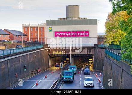 L'entrée du tunnel Clyde depuis le sud à Govan Banque D'Images