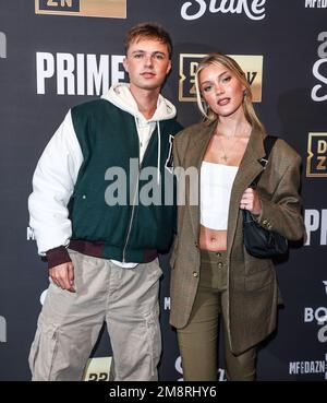 Londres, Royaume-Uni. 14th janvier 2023. HRVY et Mimi Slinger ont assisté au combat KSI contre la brume Temperrr MF Cruiserweight Title à l'OVO Wembley Arena à Londres. Crédit : SOPA Images Limited/Alamy Live News Banque D'Images