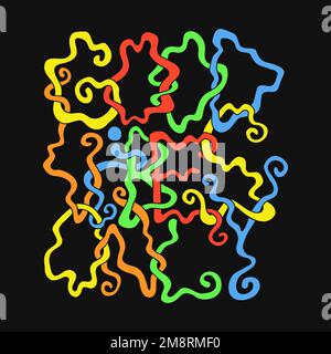 Bon vibes seulement slogan,trippy psychédélique style lettres.Vector main dessiné doodle illustration.drôle cool trippy lettres,bonne vibes, acide mode,60s,70s style imprimé pour t-shirt,concept d'affiche Illustration de Vecteur