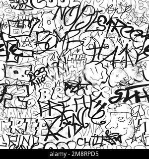 Papier peint motif sans couture Graffiti Art.Illustration d'arrière-plan graphique vectoriel.lettrage Graffiti,art urbain concept d'impression de papier peint sans couture Illustration de Vecteur