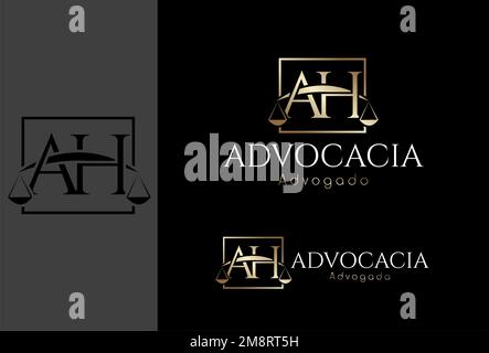 Logomarca, logo Advocacia baseada na letra inicial AH Illustration de Vecteur