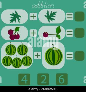 comptez les feuilles et les baies sur l'image et mettez le nombre désiré Illustration de Vecteur