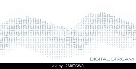 Flux numérique. Diffusion de données binaires avec des chiffres et des zéros. Visualisation par graphiques vectoriels Illustration de Vecteur