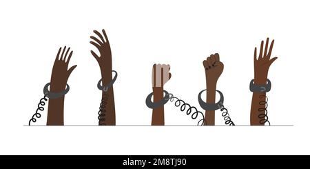 Bannière contre l'esclavage et la violence humaine. Les vies noires comptent. Conscience de l'hétristre noir. Illustration de Vecteur