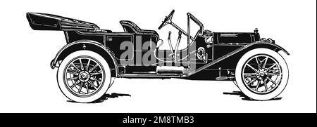 Voiture classique d'époque, illustration ancienne Banque D'Images