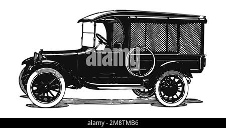 Voiture classique d'époque, illustration ancienne Banque D'Images