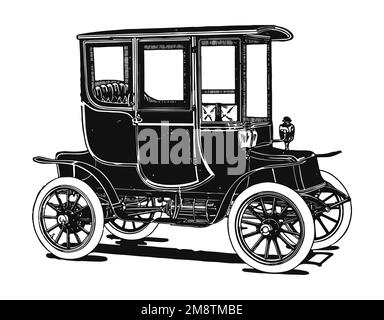 Voiture classique d'époque, illustration ancienne Banque D'Images