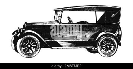 Voiture classique d'époque, illustration ancienne Banque D'Images