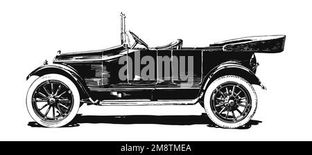 Voiture classique d'époque, illustration ancienne Banque D'Images