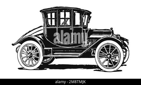 Voiture classique d'époque, illustration ancienne Banque D'Images