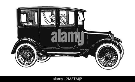 Voiture classique d'époque, illustration ancienne Banque D'Images