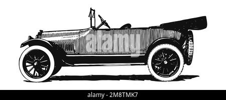 Voiture classique d'époque, illustration ancienne Banque D'Images