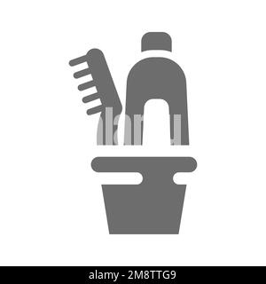 Dentifrice et brosse à dents en icône représentant un vecteur de tasse. Symbole d'hygiène dentaire, de pâte dentaire et de pinceau rempli. Illustration de Vecteur