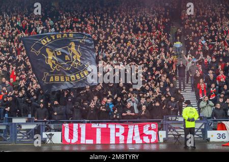 Glasgow, Royaume-Uni. 15th janvier 2023. La deuxième demi-finale de la coupe de la Ligue écossaise (coupe Viaplay) entre Rangers et Aberdeen a eu lieu à Hampden Park, Glasgow, Écosse, Royaume-Uni. Le gagnant de ce jeu va jouer au Celtic en finale, le 26 février. Aussi à jouer à Hampden. Crédit : Findlay/Alay Live News Banque D'Images