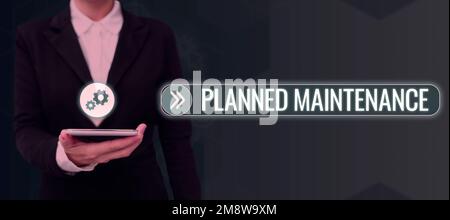 Légende de texte présentant la maintenance préventive, mot pour que les vérifications soient effectuées régulièrement Banque D'Images