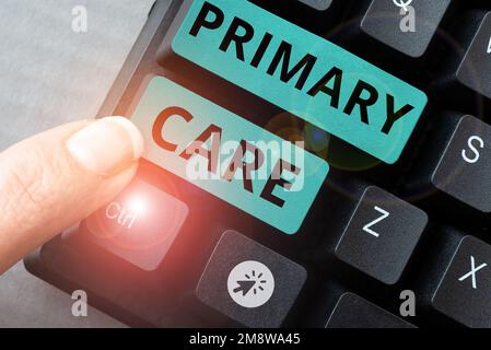 Écriture du texte affichant soins primaires. Business IDEA soins de santé fournis par un médecin, un pédiatre ou une infirmière Banque D'Images